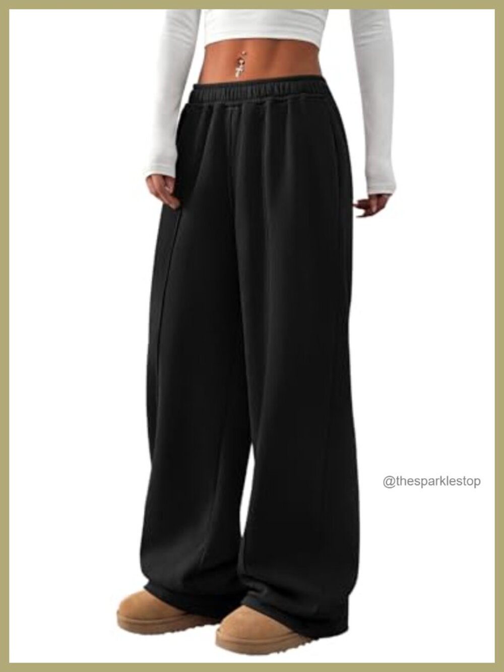 Wide Leg Baggy Sweatpants High Waisted Cotton Blend Pull On Pockets Lounge